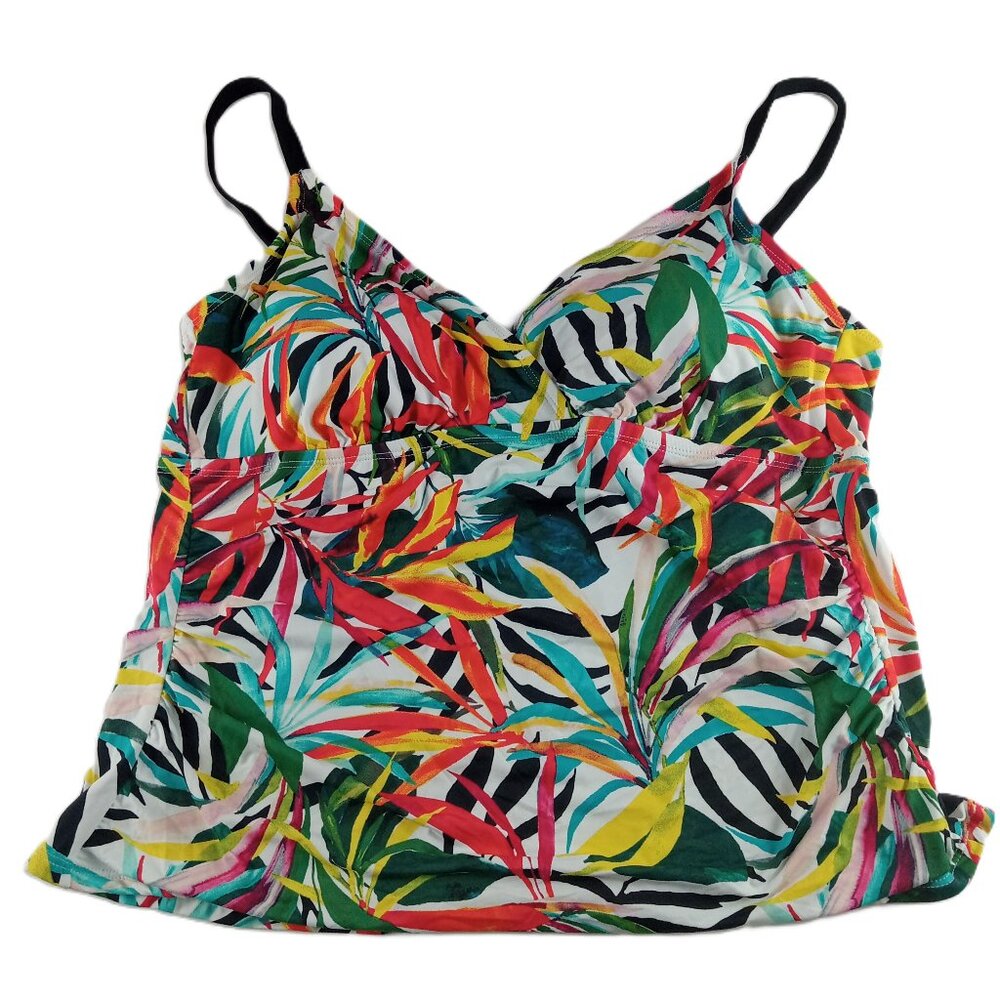 Apt. 9 Faux Wrap Tankini Top Women's Size 1X Red Floral Print Removable Pads